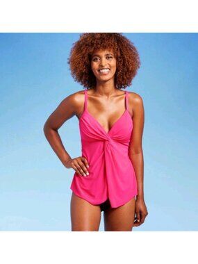 Aqua Green Women's One Piece Swimsuit Swimwear UPF 50+ Pink XL Draped